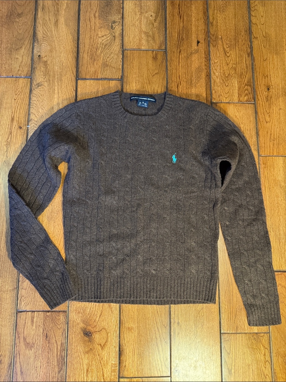 Polo by Ralph Lauren Brown Cable-Knit Crewneck Women’s Sweater 100% lambs wool